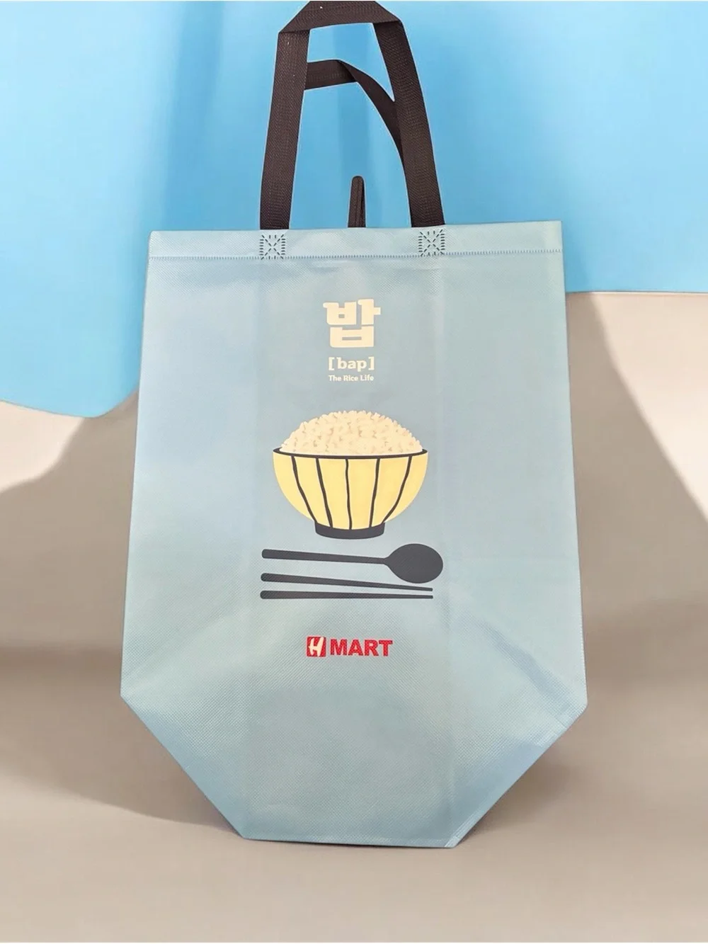 HMart Reusable Shopping Bag – “Bap / The Rice Life” – Blue Tote